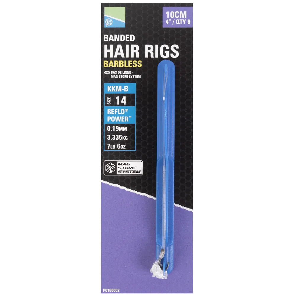 Preston Innovations KKM-B Mag Store Banded Hair Rigs 4" Barbless