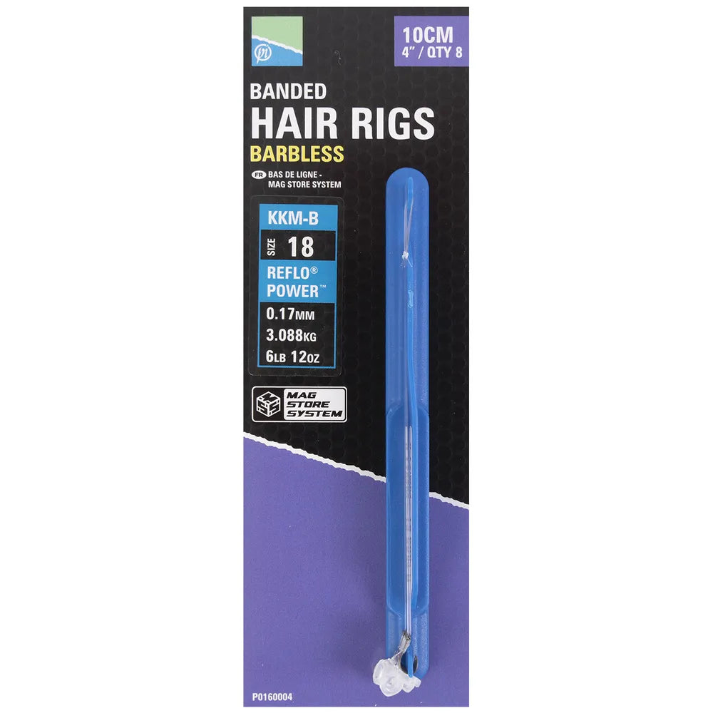Preston Innovations KKM-B Mag Store Banded Hair Rigs 4" Barbless
