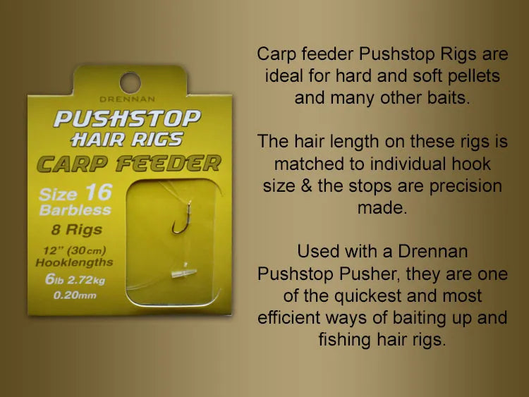 DRENNAN PUSHSTOP HAIR RIGS CARP FEEDER SIZE 14