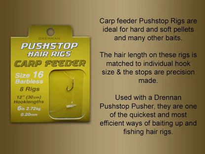 DRENNAN PUSHSTOP HAIR RIGS CARP FEEDER SIZE 14