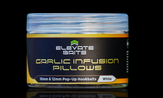 Elevate Baits Garlic Infusion 10mm & 12mm Pop Up Pillows – White