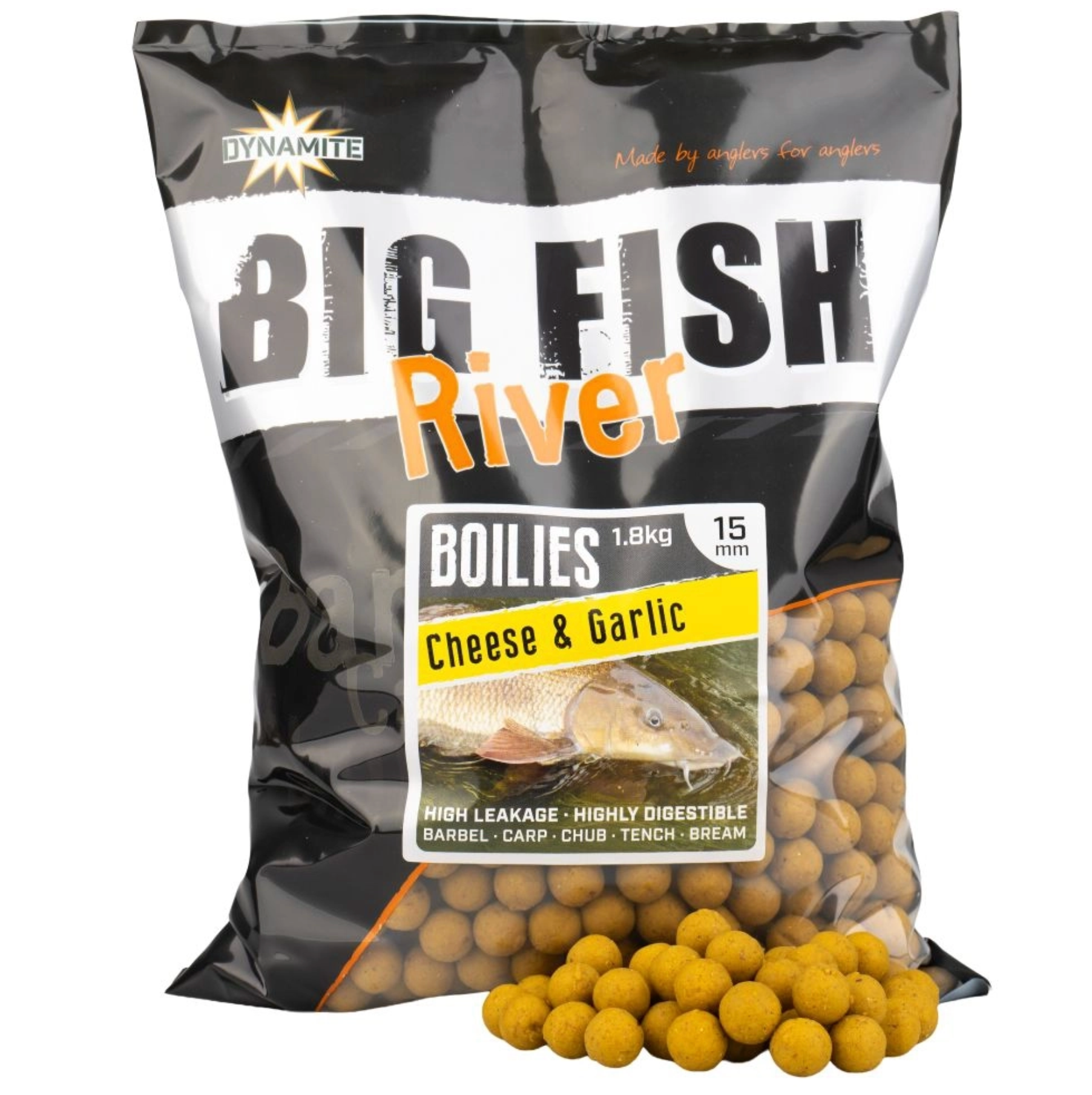 Dynamite Baits Big Fish River Boilies Cheese & Garlic 15mm 1.8kg