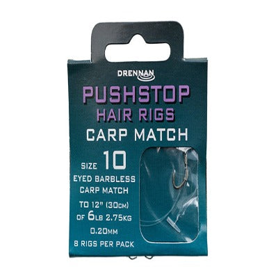 DRENNAN PUSHSTOP HAIR RIGS CARP MATCH SIZE 12