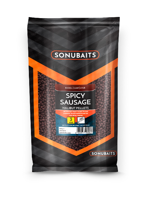 SONUBAITS SPICY SAUSAGE HALIBUT PELLETS FULL RANGE