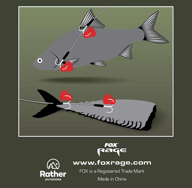 Fox Rage Predator Twin Treble Trace 52cm Size 8 Barbed - 40lb
