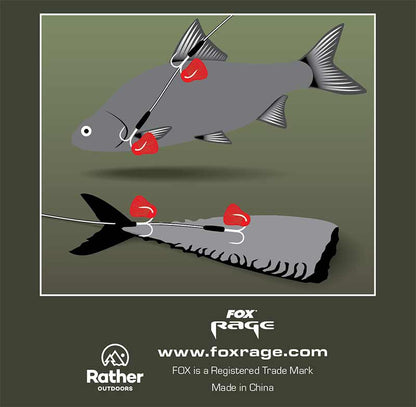 Fox Rage Predator Twin Treble Trace 52cm Size 8 Barbed - 40lb
